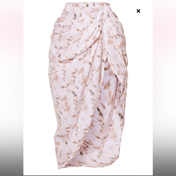 Light Pink Tie Dye Print Structured Corset Top & Ruched Side Midi Skirt SET - Picture 12 of 12